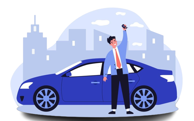 Happy young man leasing car flat vector image