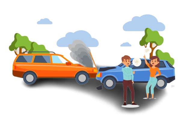 Car crash accident vector illustration with people cartoon