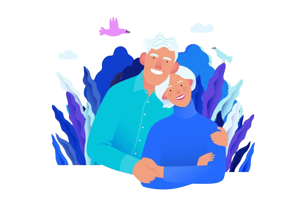 Happy couple color vector logo